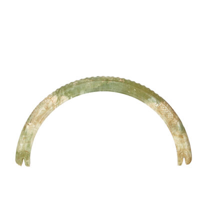 A Neolithic Style Jade Hook with two dragon heads