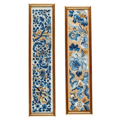 A Pair of Chinese Embroidery Silk Panels