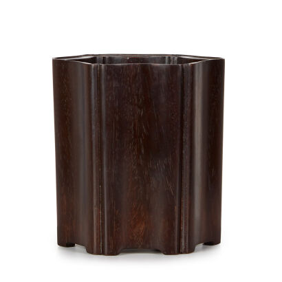 A Chinese Hexagonal shape Rosewood Brush Pot