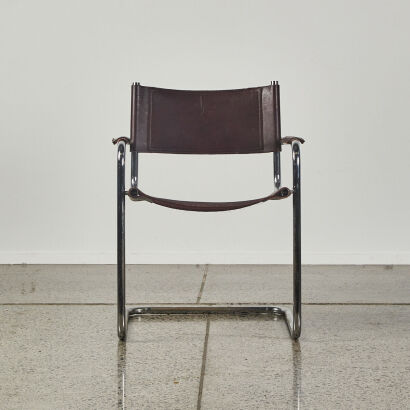 An Oxblood Leather Bauhaus Style Sling Chair