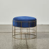 A Hollywood Regency Stool In Blue Velour Upholstery And Gold Frame