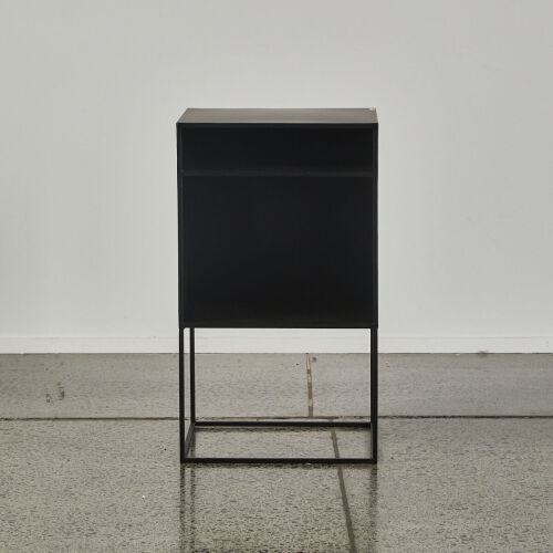 A Single Black Cubed Storage Unit