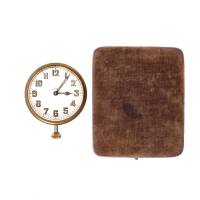 A 1920s Style, Eight Day Dashboard Travelling Clock in Velvet Case
