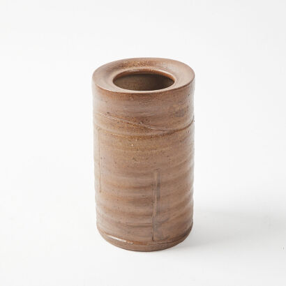 A Japanese Coffee Glaze Cylindrical Vase