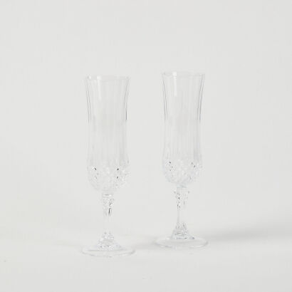 A Pair Of Vinage Diamond Cut Champagne Flutes