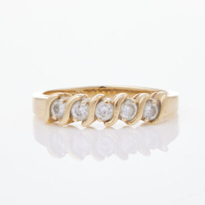 14ct Yellow Gold, .25ct Five Stone Diamond Ring