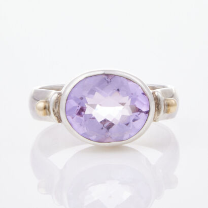 Sterling Silver/9ct Yellow Gold Amethyst Ring