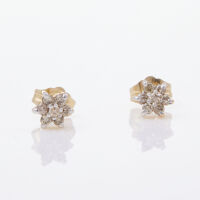 14ct Yellow Gold, .10ct Flower Diamond Stud Earrings