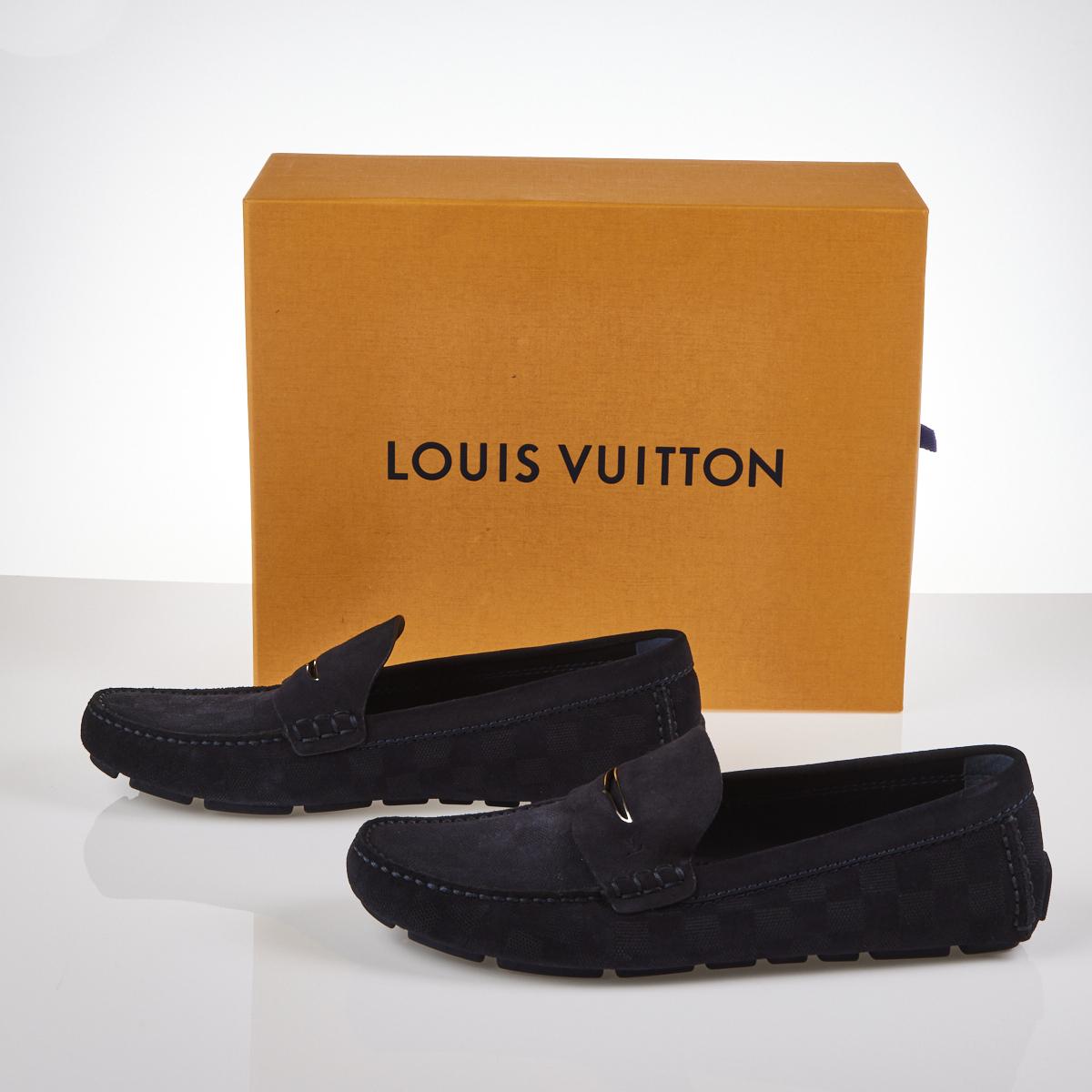 LOUIS VUITTON Damier Graphite Moccasin Loafers Size 8
