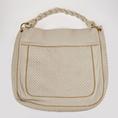 Bottega Veneta White Intrecciato Leather Bag