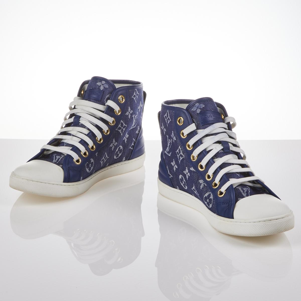 See by Monogram Denim Sneakers with Maxi Laces Size 37