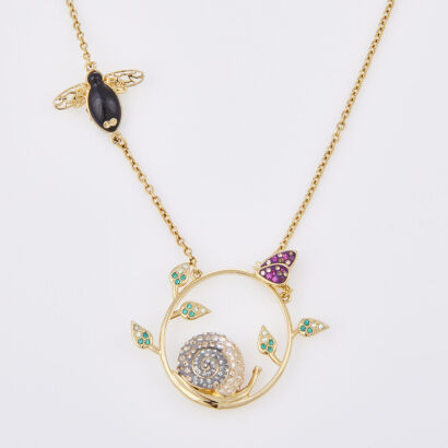 Swarovski Noisette Snail & Butterfly 87cm Necklace