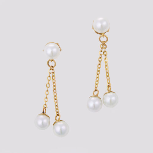 14ct Yellow Gold, Akoya Pearl Drop Tassel Earrings