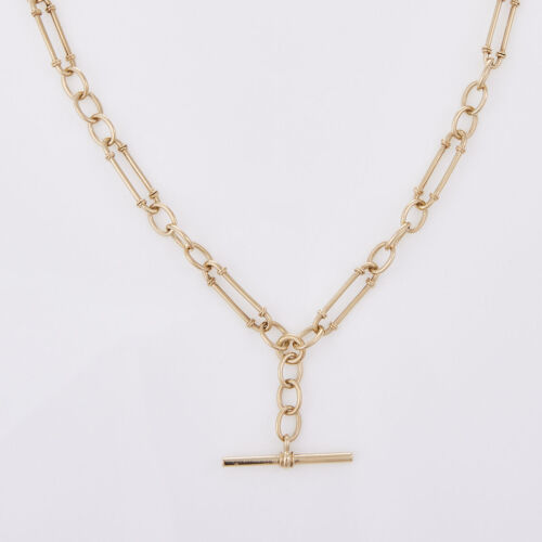 9ct Yellow Gold, 52cm Fob Chain with T Bar