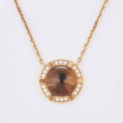 Chaumet, 18ct Rose Gold Cabochon Smokey Quartz Necklace