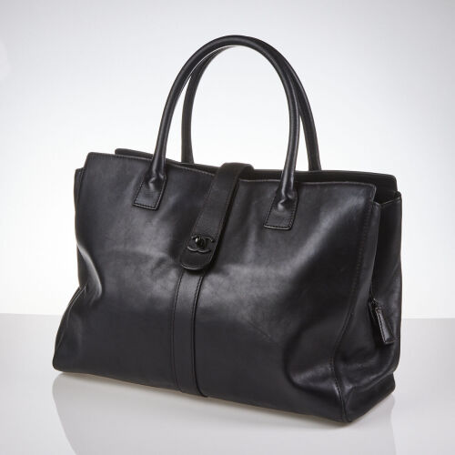 Chanel Vintage Black Leather Tote Bag
