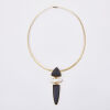 14ct Yellow Gold Onyx and Pearl Pendant with 14ct Omega Necklace