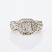 9ct Yellow Gold,1.63ct Diamond Square Cluster Ring