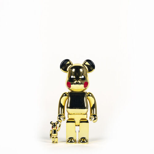 A Pair Of Be@rBrick Gold Chrome Pikachus 100% & 400%