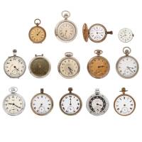 A Bag Lot of Fourteen Vintage Keyless Pocket Watches