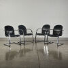 A Suite Of Four Italian Chrome & Black Leather Cantilever Chairs - 2