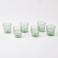 A Set Of Six Dark Green Old Fashioned Tumbers