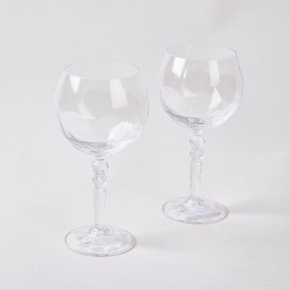 A Pair Of Crystalline Stemmed Gin Glasses