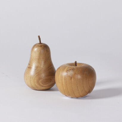 A Turned Elm Wood Apple And A Lucerne Pear