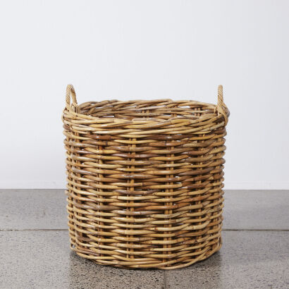 An Extra Large Cane Firewood Basket