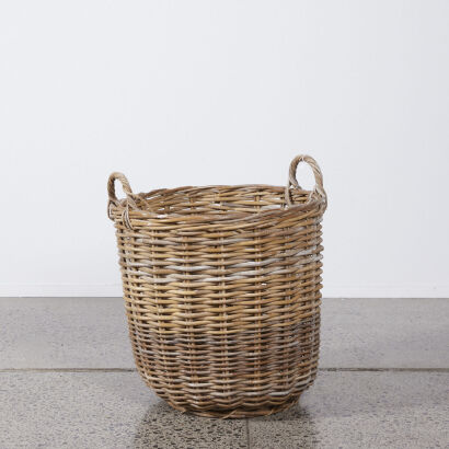 A Large Cane Wood Basket