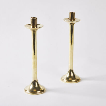 A Pair Of Vintage Cast Brass Candleholders