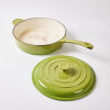 A Green Ceramic Frying Pan and Lid - 2