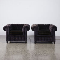 A Pair Of Velvet Club Chairs