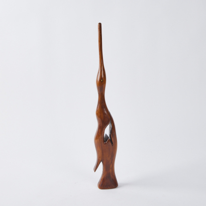 A Mid Century Stylised Wooden Heron Sculpture