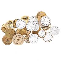A Bag Lot of Antique and Vintage Pocket Watch Enamel Dials and Part Movements