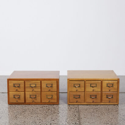 A Pair Of Vintage TVNZ Library Drawers