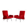 A Pair of 1950s Red French Lounge Chairs