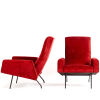 A Pair of 1950s Red French Lounge Chairs - 2