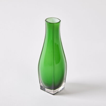 A Cased Glass Square To Round Vase