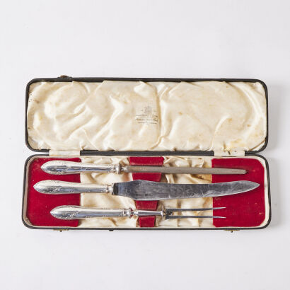 An Antique Silver Plated Carving Set By Harrison Bros. & Howson Sheffield