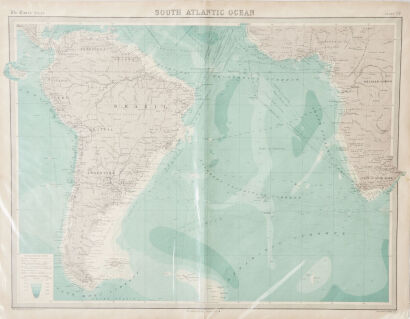 An Antique Map Of The South Atlantic Ocean c.1921