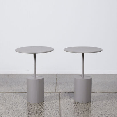 A Pair Of Grey Metal Side Tables