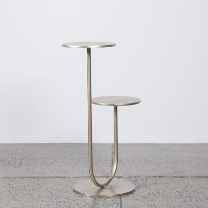 A Modern Two Tiered Metal Table