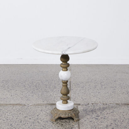 A Hollywood Regency Marble And Brass Side Table