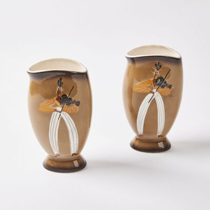 A Pair Of Hand Painted Vases