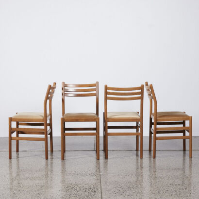 A Set of Four Beechwood Mid-Century Dining Chairs