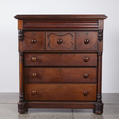 A Pillar Mahogany Scotch Chest