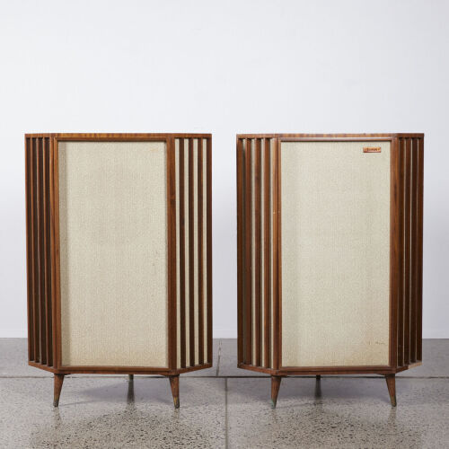 An Extremely Rare Pair Of Tannoy 15 Inch Red Dual Concentric Speakers In Original York Corner Cabinets C1970s
