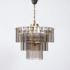 An Art Deco Brass Plated Chandelier With Smoked Glass