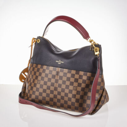 Louis Vuitton Black Leather & Damier Ebene Canvas Maida Bag